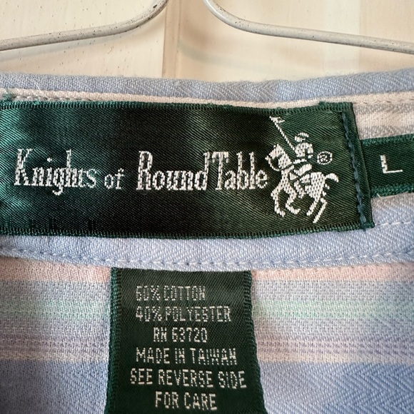 Men’s Knights of Roundtable Short Sleeve Striped Button Down Shirt Size Large - Picture 6 of 7
